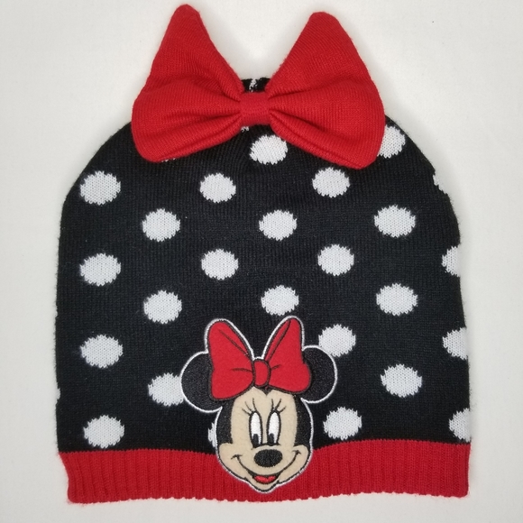 Disney Other - Disney Minnie Mouse Polka Dot Bow Girls Beanie